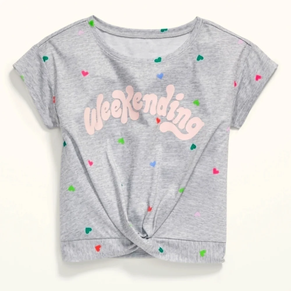 Old Navy Short-Sleeve Twist-Hem Pajama Top for Girls Size L 10/12